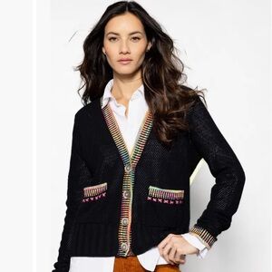Lisa Todd Double Track Cardigan Sweater Cotton Cashmere Size M